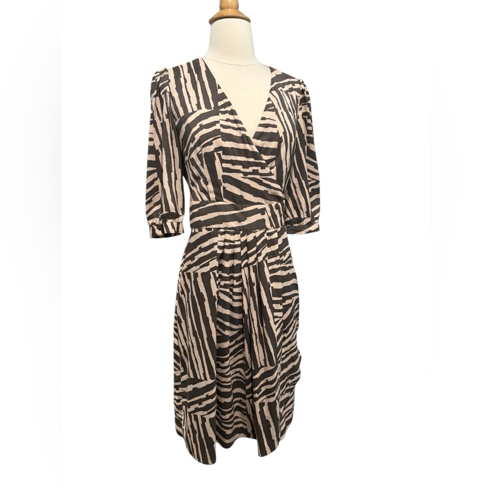 NWT Banana Republic Pink/Brown Zebra Print Wrap Dress-size 6
